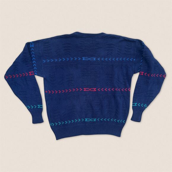 Vintage 90s Navy Blue Cotton Grandpa Sweater Woolrich - Size XL - Picture 2 of 5